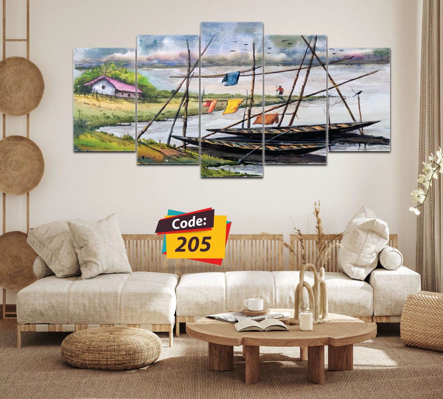 Picture of 5Pcs In 1 Set Wall Canvas Art (printing) code# 205 - Multicolor