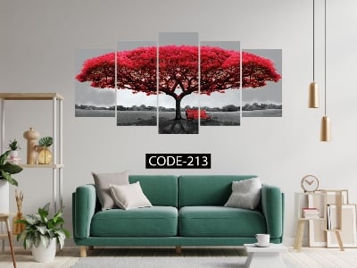 Picture of Wall Canvas Art Set of 5 Printed Modern Abstract Artwork for Living Room Decor, Code# 213 - Multicolor