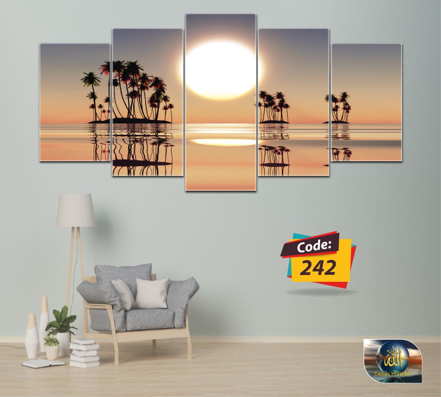 Picture of 5Pcs In 1 Set Wall Canvas Art (printing) code# 242 - Multicolor