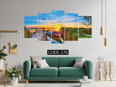 Picture of 5Pcs In 1 Set Wall Canvas Art Printing Matte HD Sticker with Glossy Lamination, 4ft x 2ft, Waterproof, Easy Installation - Multicolor