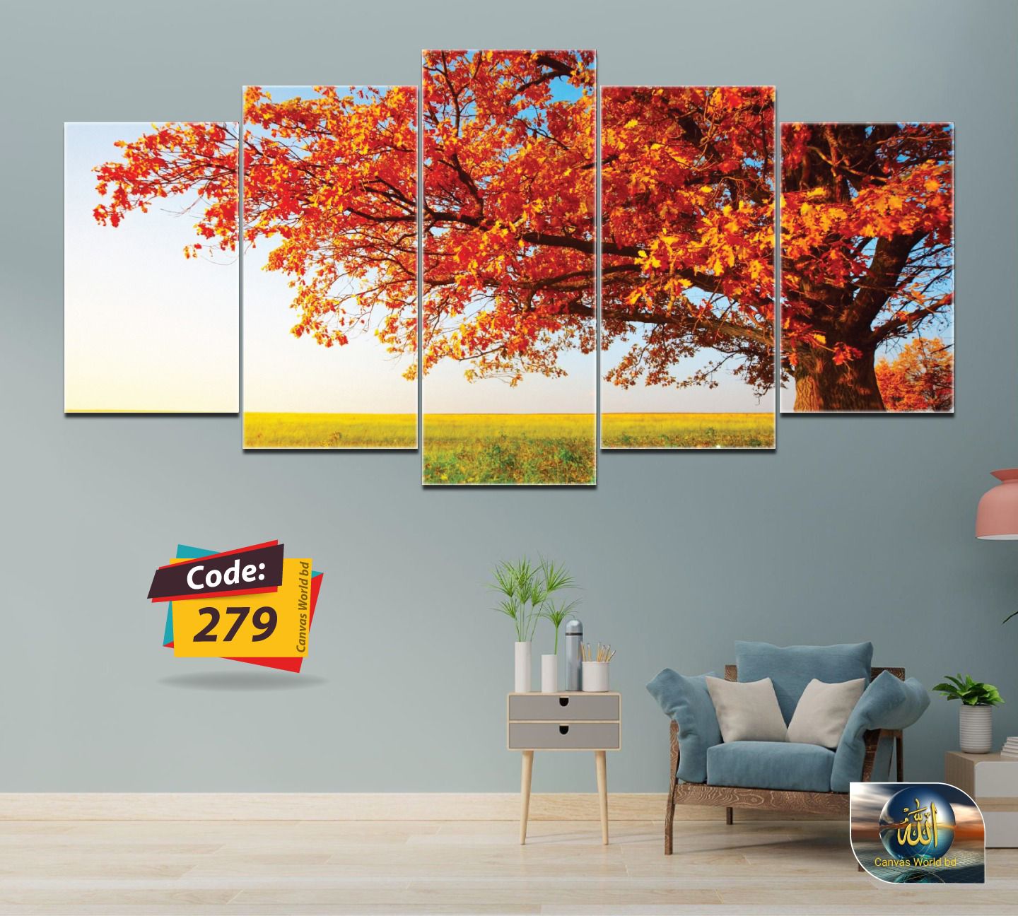Picture of 5Pcs In 1 Set Wall Canvas Art (printing) code# 279 - Multicolor