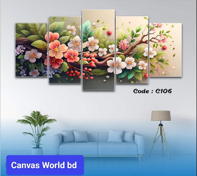 Picture of 18*36 inch 5Pcs In 1 Set Wall Canvas printing code#c106 - Multicolor
