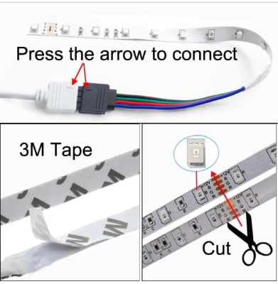 Picture of "LED স্ট্রিপ লাইট RGB 5050 জলরোধী নমনীয় ফিতা DC 12V 2835SMD ওয়াইফাই টেপ ডায়োড বেডরুমের সজ্জা লুইস LED লাইট - RGB Light" - Multicolor