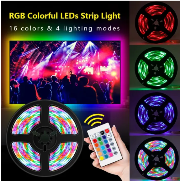 Picture of 16 Color RGB 5050 LED Flexible Strip Light - 16 Feet with Remote Control - Multicolor