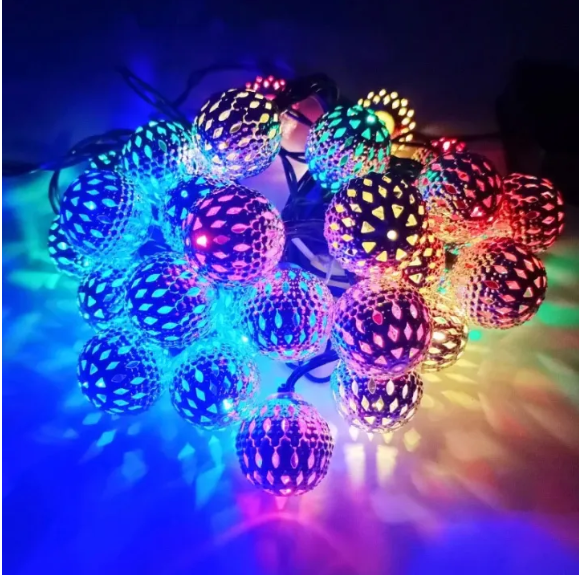 Picture of Golden Metal Ball Fairy Light, Metal Ball String Light - Fairy lights 20pcs string lights Party Wedding Decoration - Room Decoration Light - Room Decoration Light - Room Decoration Light - Fairy Lights - Multicolor
