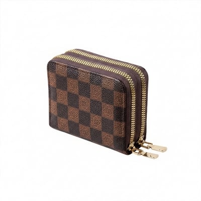 Picture of double zipper Credit Card Case Holder Wallet with ID Window Zipper Small