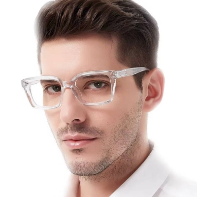 Picture of Men Fashion Oversized Square Reading Glasses Large Frame Presbyopia Eyeglasses For Men White