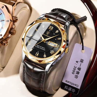 Picture of Luxury Poedagar Green Sunray Dial Watch with Day and Date Display