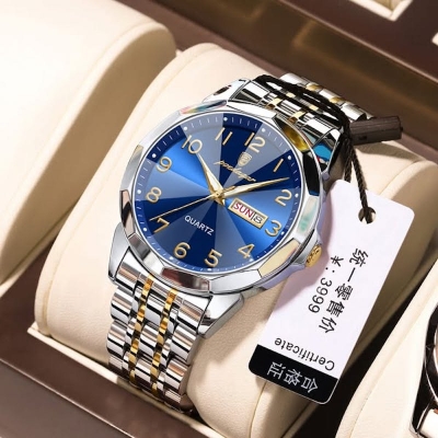 Picture of Luxury Poedagar Green Sunray Dial Watch with Day and Date Display