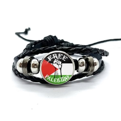 Picture of Adjustable Palestine Flag Leather Bracelets Palestine Wrap Bracelets