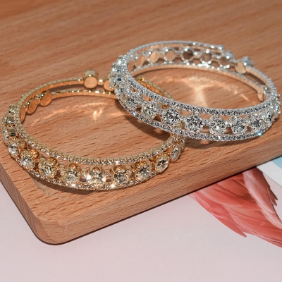 Picture of Women Silver Color Lucky Bracelet Female Crystal Heart Charm Pulseras Bracelet Bridal Wedding Engagement Fine Jewelry Gift
