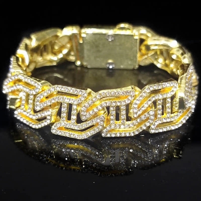 Picture of Trendsetter -Upscale Living -New style Men Cuban Link Chain Bracelet Shiny Rhinestone Inlaid Bangle Jewelry- Inventive Choice