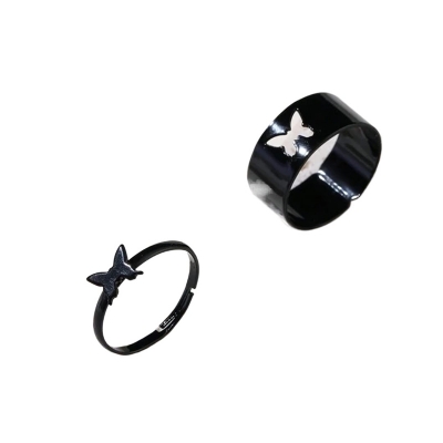 Picture of Butterfly King and Queen Couple Ring Set In Titanium