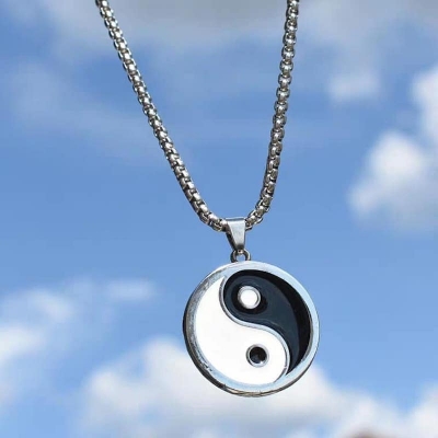 Picture of Men's Stainless Steel Necklace- Chinese Style Yin Yang Tai Chi Pendant Necklace