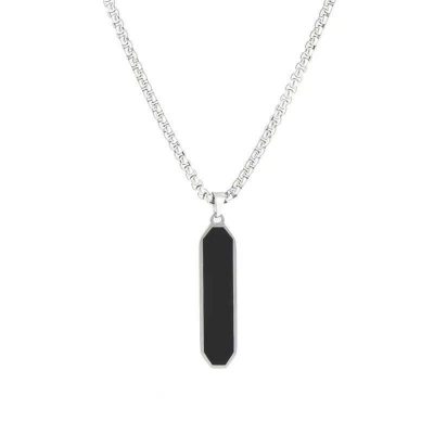 Picture of Black Square Necklaces for Men, Stainless Steel Geometric Pendant Neck Collar Gift Jewelry Chain For Men