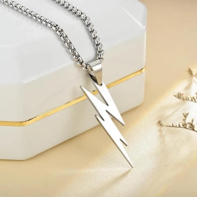 Picture of Black  Stainless Steel  Lightning Bolts Necklace Chain For Men