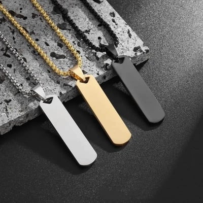 Picture of New Stylish Bar Pendant Necklace For Men Stainless Steel Box Chain Pendant Men’s Necklace
