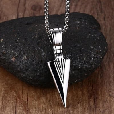 Picture of Silver Stainless Steel Arrow Rocking Pendant for Men