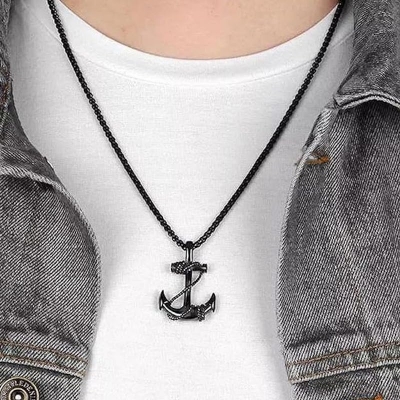 Picture of Anchor and Rope Fashion  Pendants Chain Necklace for Men Fashion Jewelry Gift Chain For Men