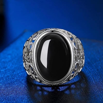 Picture of Black sapphire gemstone ring for men ring