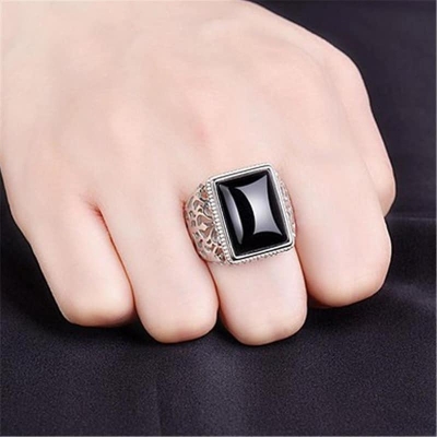 Picture of Black sapphire gemstone ring for men ring