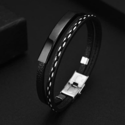 Picture of Leather Bracelet With Engraved Coordinates