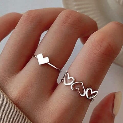 Picture of Highly Durable - Cute Silver Butterfly Couple Rings Fashion Finger Ring for Women - Sustainable Choice - Designed - Urban Vibes