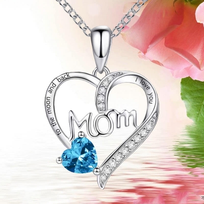 Picture of Stylish - Modern Vibe - Highly Sustainable - Fashion Letter Mom Heart Shaped Crystal Pendant Necklace - Durabilty Assured