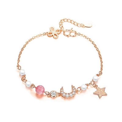 Picture of Trendsetter -Upscale Living -Crystal Beads Pearl Moon&Star Bangles Bracelets for Women- Inventive Choice Remarkable - Disclose Styles & Luxe