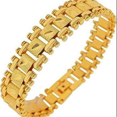 Picture of New style Men Cuban Link Chain Bracelet Shiny Rhinestone Inlaid Bangle Jewelry