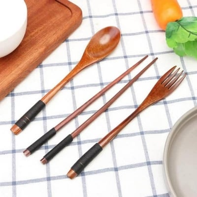Picture of Japanese Wood Cooking Utensils With Case | Spoon Set, Natural wooden