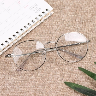 Picture of Silver Metal Frame Clear Lens Round Eye Glasses
