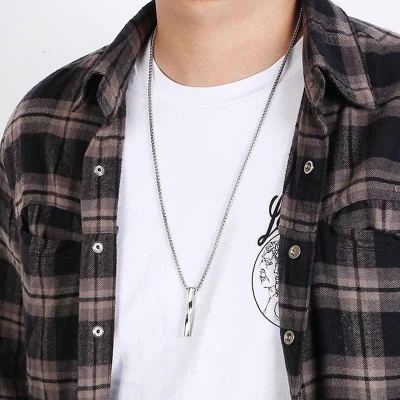 Picture of Fashion New Pendant Necklace Men Punk Trendy Simple Stainless Steel Chain Jewellery Gift