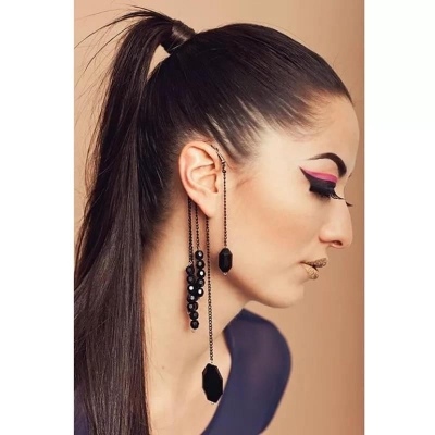 Picture of Fashion Earring Long Tassel Shaped Ear Stud &Ear Clip for Women