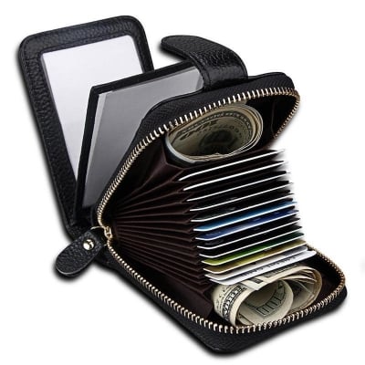 Picture of Men's Wallet Pu Leather Credit Card Holder ID Card Rfid Blocking Zipper For Men