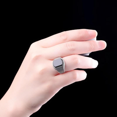 Picture of Turkey Jewelry Black Ring Men Mens Rings Fashion