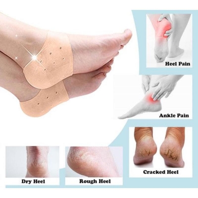 Picture of 2 pieces of a pair, Silicone Gel Heel Socks Insoles for Dry Hard Cracked Heel Repair Pad, Swelling & Pain Relief, Plantar Fasciitis For Foot Care