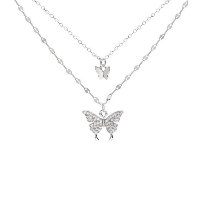Picture of Double Layer Butterfly Pendant Necklace Chain for Women - Necklace For Girls - Necklace For Girls