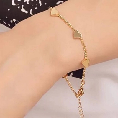 Picture of Women baby girl bracelet gold color heart-shaped lucky beaded chain fashion jewelry