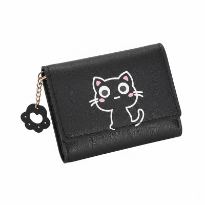 Picture of New Cute Cat PU Leather Wallets Women Short Hasp Coin Purses Tassel Design