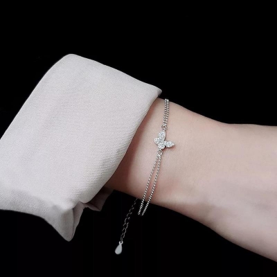Picture of Sweet Shining Zircon Butterfly Bracelet For Women
