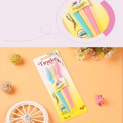 Picture of 3pcs Colorful Eyebrow Trimmer Face Hair Razors Women Eyebrow Shaver Hair Removal Makeup Tools