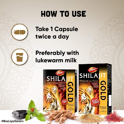 Picture of Dabur Shilajit Gold : 100 % Ayurvedic Capsules for Strength , Stamina and Power -10 capsules
