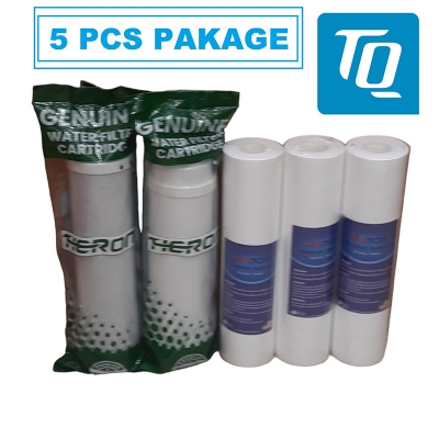 Picture of Sediment Filter PP (1 Micron)-3 Pcs, CTO Net Carbon-1 Pcs and 10" UDF Box Carbox-1 Pcs (5 Pcs Package) HERON PREMIUM