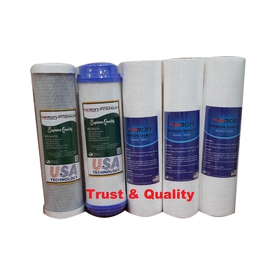 Picture of Sediment Filter PP (1 Micron)-3 Pcs, CTO Net Carbon-1 Pcs and 10" UDF Box Carbox-1 Pcs (5 Pcs Package) HERON PREMIUM