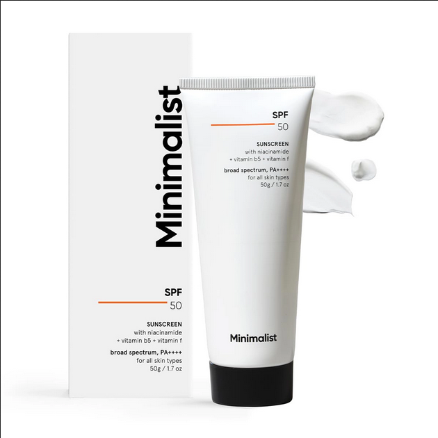 Picture of Minimalist SPF 50 Sunscreen with niacinamide + vitamin b5 +vitamin f 50gm
