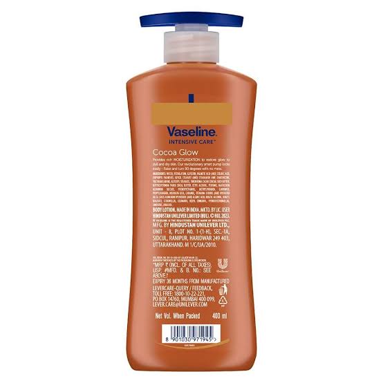 Picture of Vaseline Intensive Care Cocoa glow Body Lotion For Men & Women - 400ml (Indian)