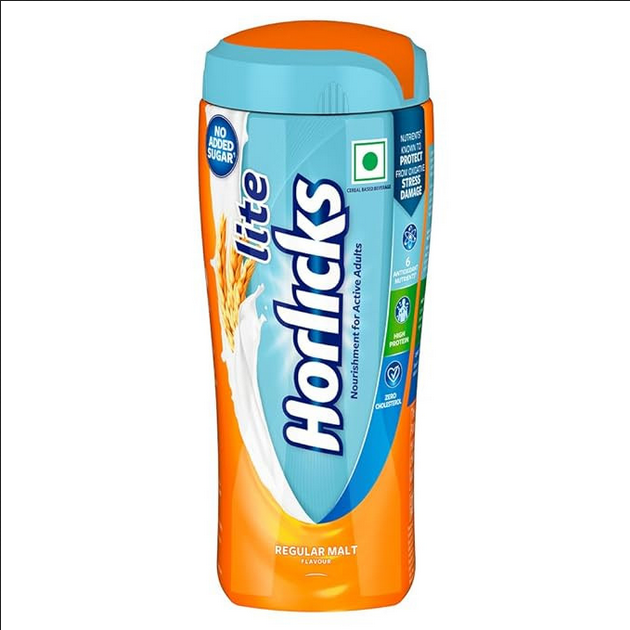 Picture of Horlicks Lite Regular Malt Health & Nutrition Drink for Adults, 450g Jar (indian) | High Protein Adult Health Drink for Immunity, No Added Sugar