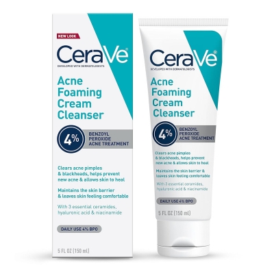 Picture of Cerave Acne Foaming Cream Wash 10% Benzoyl Peroxide for Acne Treatment (Made in USA) 150ml