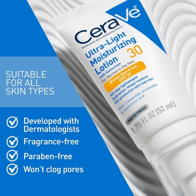 Picture of Cerave Ultra-Light Moisturizing Lotion with Sunscreen SPF 30 for Normal to Oily Skin 52ml
